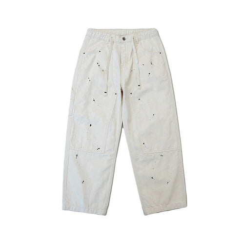 Unisex Weite Canvas-Hose mit elastischem Bund, Tunnelzug und Paint‑Splatter‑Details Echoarchiv