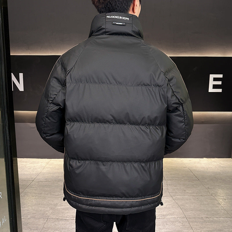 Herren Wattierte Steppjacke mit hohem Kragen, Druckknopfblende & kontrastierendem Seitenstreifen Echoarchiv