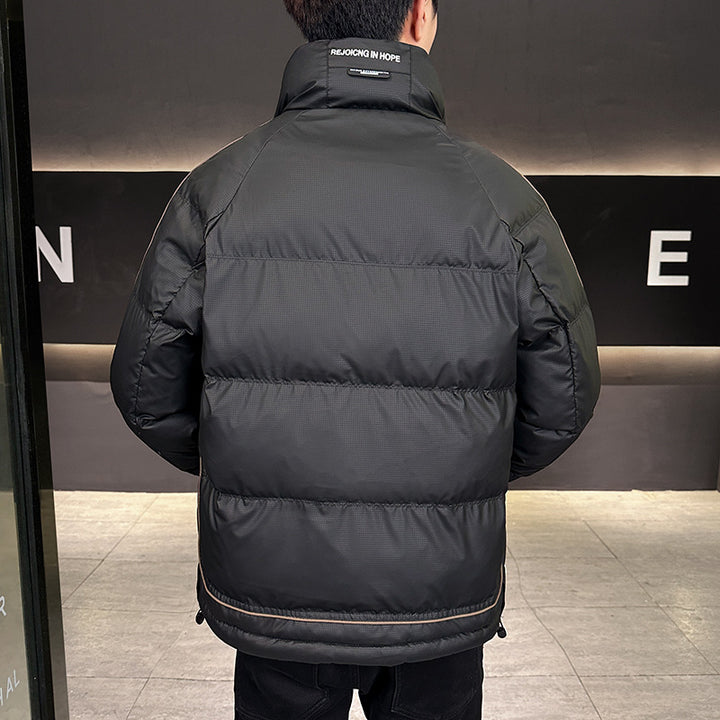Herren Wattierte Steppjacke mit hohem Kragen, Druckknopfblende & kontrastierendem Seitenstreifen Echoarchiv