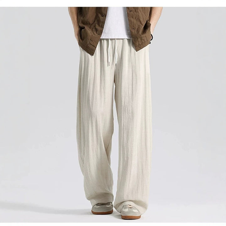 Herren Weite Leinenhose im Oversize-Stil mit Kordelzug und Seitentaschen Echoarchiv