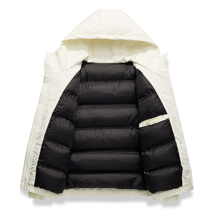 Unisex Kapuzen‑Steppjacke im Colorblock‑Look mit elastischem Saum, Kängurutaschen & leichtem Thermofutter Echoarchiv