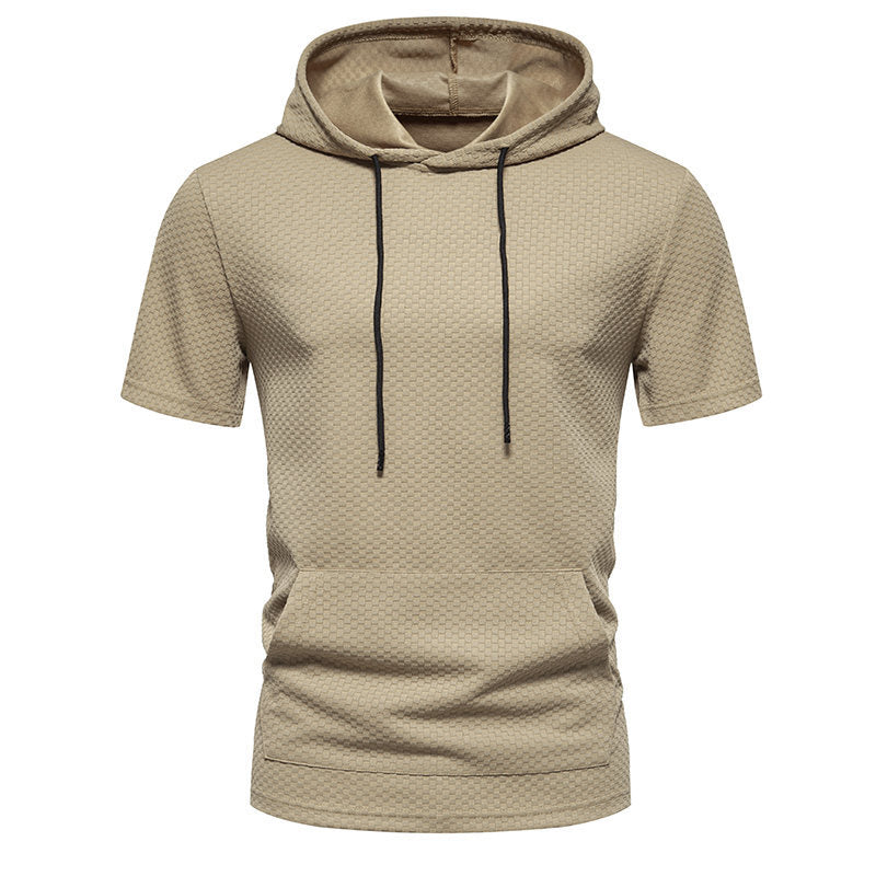Herren Kurzarmkapuzenpullover mit strukturiertem Design Echoarchiv
