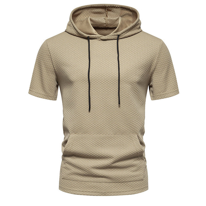 Herren Kurzarmkapuzenpullover mit strukturiertem Design Echoarchiv
