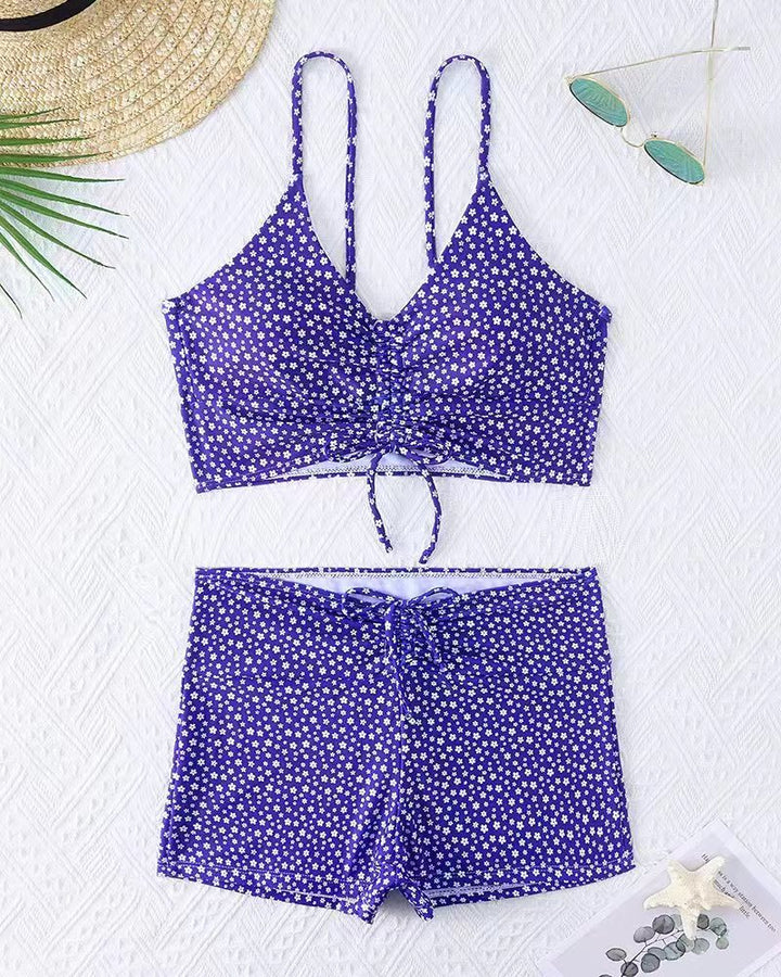 Damen Bikini mit floralem Rüschendesign und verstellbaren Trägern Echo Archiv