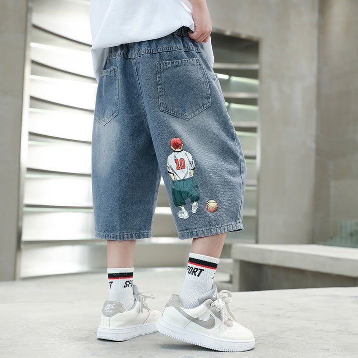 Jungen lässige Denim-Shorts mit exklusivem Stickdesign Echo Archiv