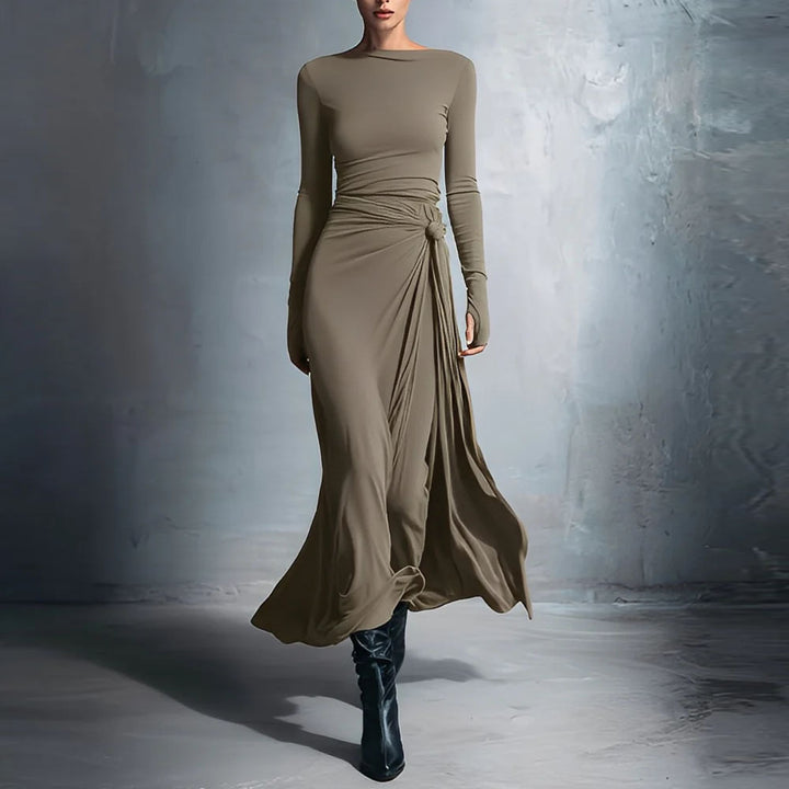 Damen elegantes Abendkleid mit langem Arm und Wickeldesign Echo Archiv