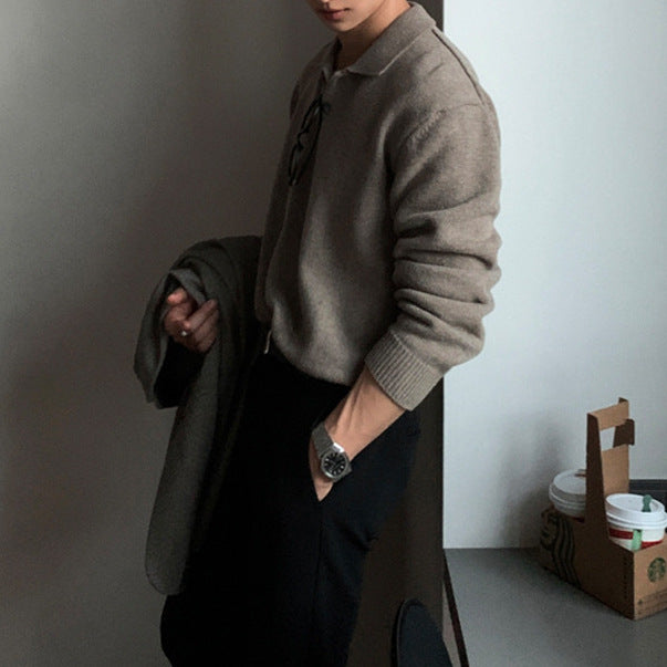 Herren eleganter Strickpullover mit Knopfleiste Echoarchiv