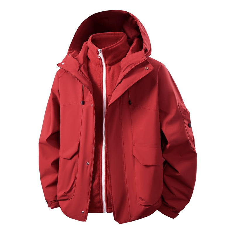 Unisex zweilagige Softshell-Parka mit herausnehmbarem Fleece-Innenlayer, Kapuze und Utility-Taschen Echo Archiv