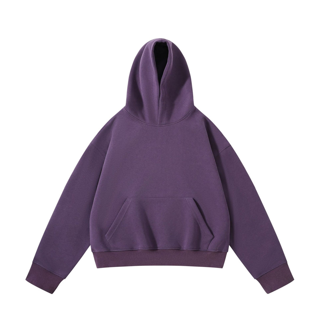 Unisex schwerer Oversize-Kapuzenpullover mit doppellagiger Kapuze Kängurutasche und breitem Rippbund Echo Archiv