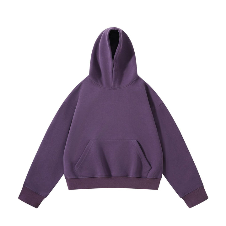 Unisex schwerer Oversize-Kapuzenpullover mit doppellagiger Kapuze Kängurutasche und breitem Rippbund Echo Archiv