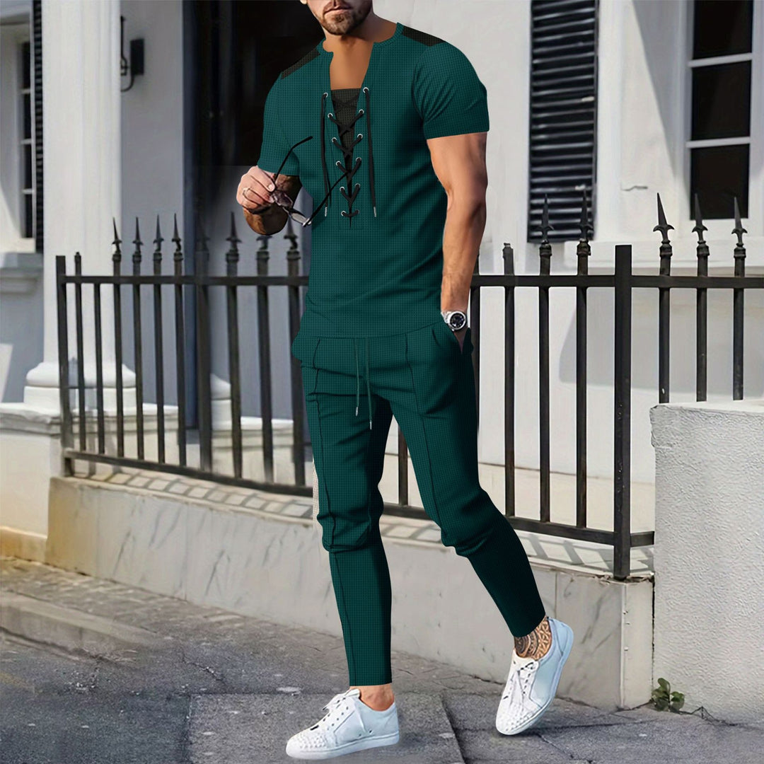 Herren lässiges Freizeit-Set mit modernem Schnürdesign und bequemen Jogginghosen Echoarchiv