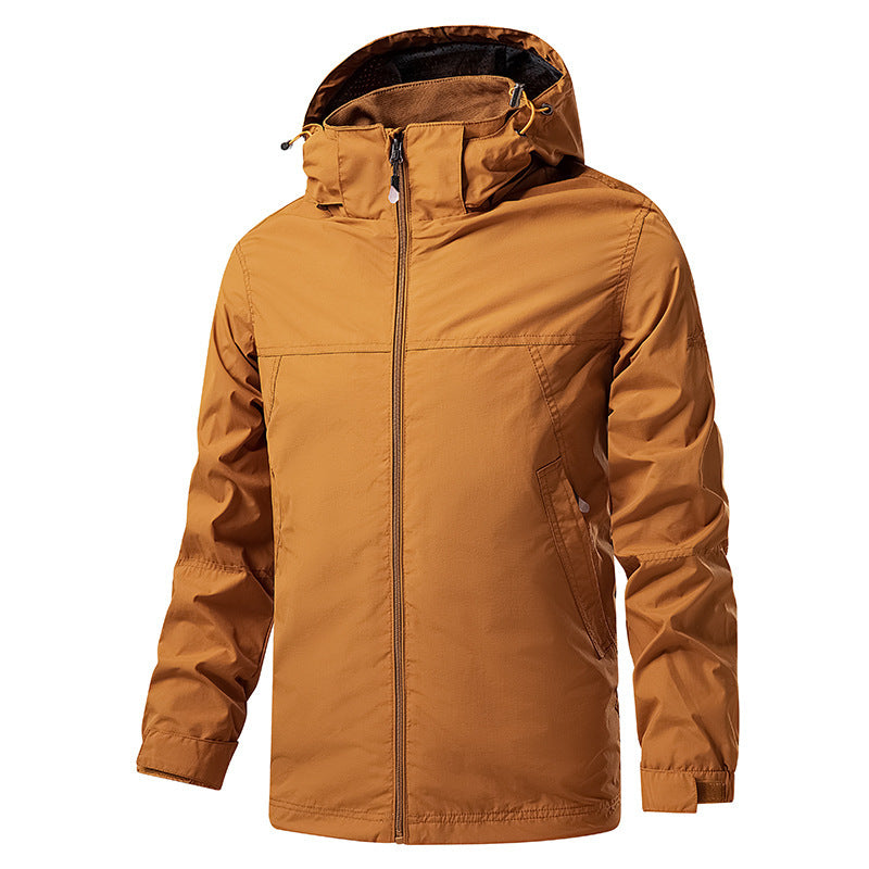 Herren Leichte packbare Regen- und Windjacke mit verstellbarer Kapuze und Mikrofleece-Kragen Echo Archiv