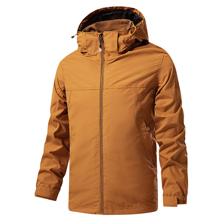 Herren Leichte packbare Regen- und Windjacke mit verstellbarer Kapuze und Mikrofleece-Kragen Echo Archiv