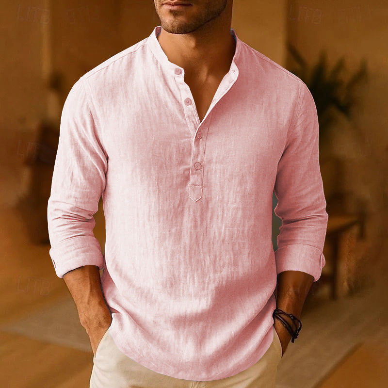Herren elegantes Hemd mit Stehkragen und Knopfdetails Echoarchiv