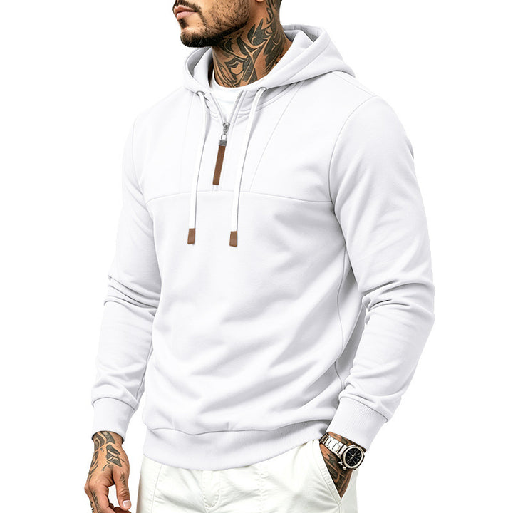Herren Moderner Halbzip-Hoodie aus French Terry mit Zierriegel und Kordelzug Echoarchiv