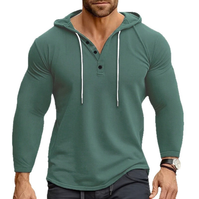 Herren Hoodie mit knöpfbarem Kragen und Kordelzug Echoarchiv