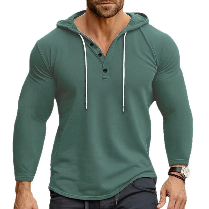 Herren Hoodie mit knöpfbarem Kragen und Kordelzug Echoarchiv