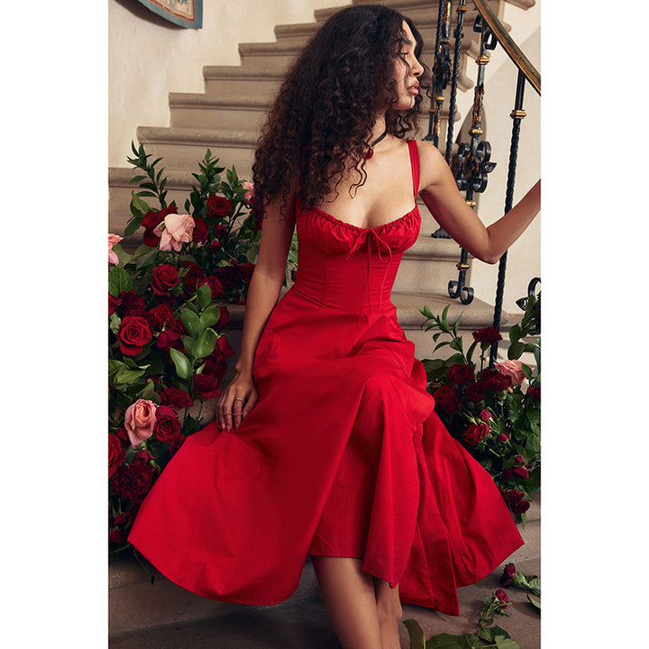 Damen Elegantes Maxikleid mit gerafftem Oberteil und ausgestelltem Rock Echo Archiv