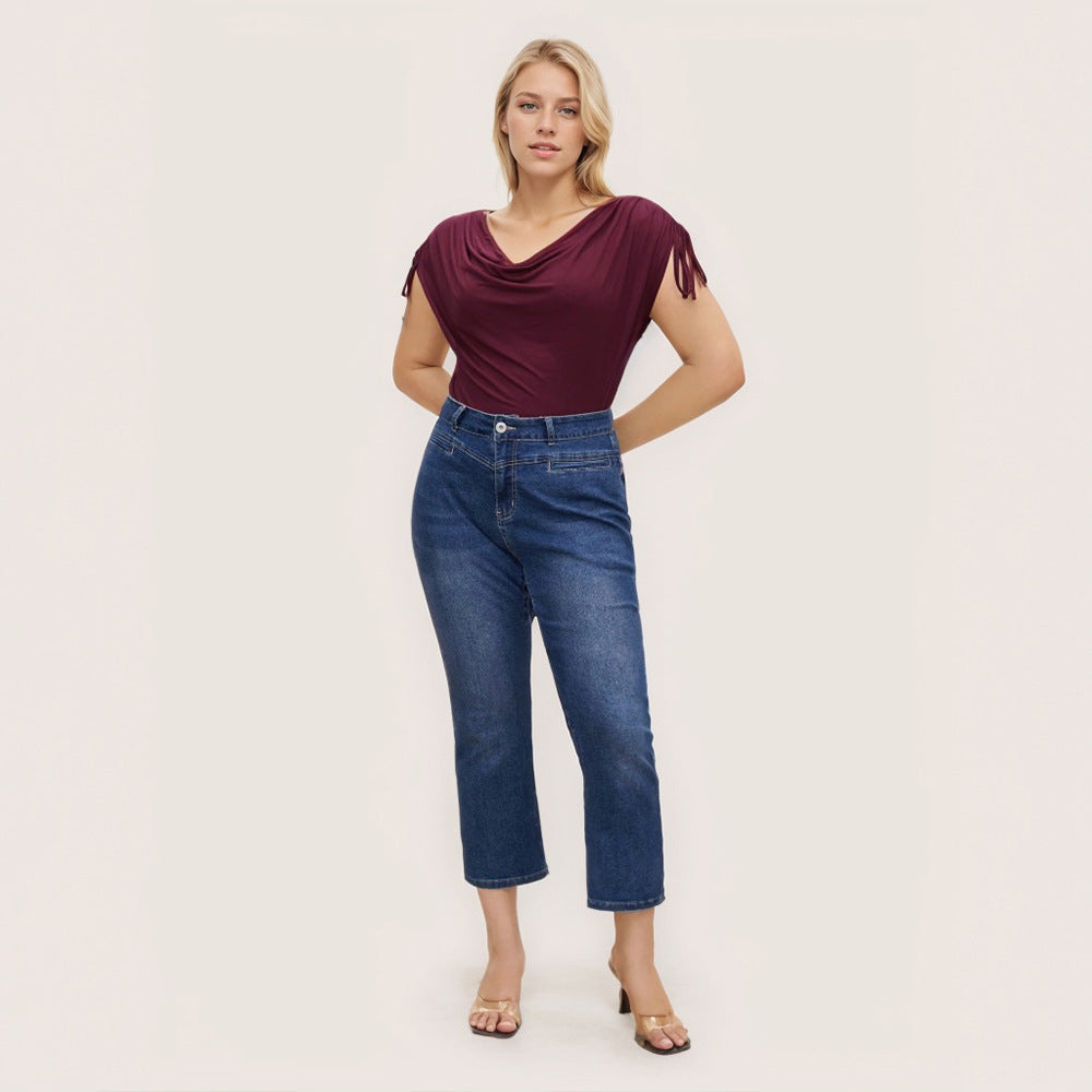 Damen elegantes Oberteil mit lässigem Drapierung und seitlichen Bindebändern Echo Archiv