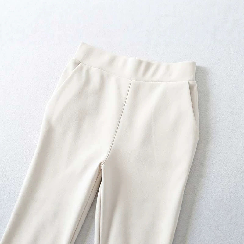 Damen Hochtaillierte Stretch-Schlaghose mit weitem ausgestelltem Saum Echoarchiv