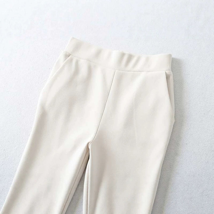 Damen Hochtaillierte Stretch-Schlaghose mit weitem ausgestelltem Saum Echoarchiv