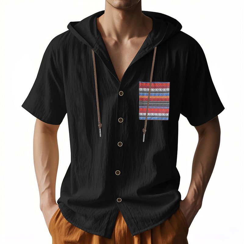 Herren leichtes Kapuzenshirt mit buntem Muster und strukturierter Oberfläche Echoarchiv