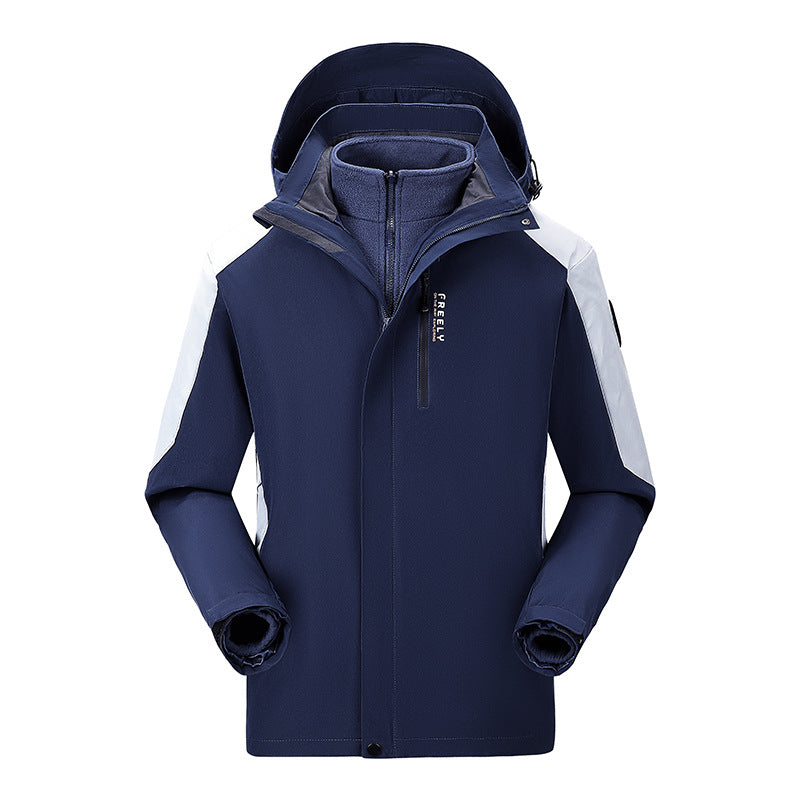 Herren nicht wasserdichte dreiteilige Winterjacke mit abnehmbarem Kapuze und Fleece-Innenjacke – Marzano