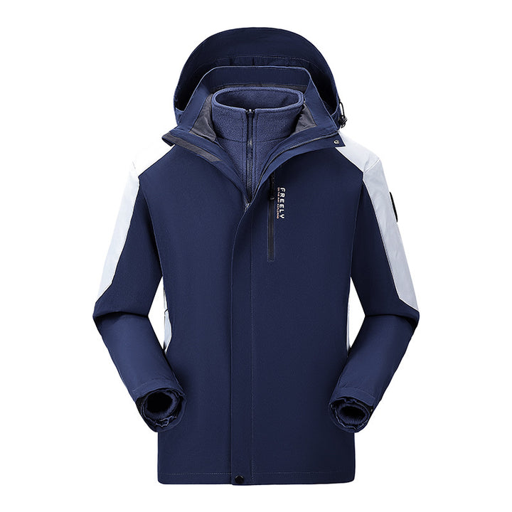 Herren nicht wasserdichte dreiteilige Winterjacke mit abnehmbarem Kapuze und Fleece-Innenjacke – Marzano