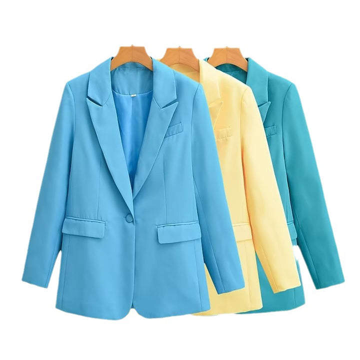 Damen Oversize-Blazer mit fallendem Revers Ein-Knopf-Verschluss und Pattentaschen Echo Archiv