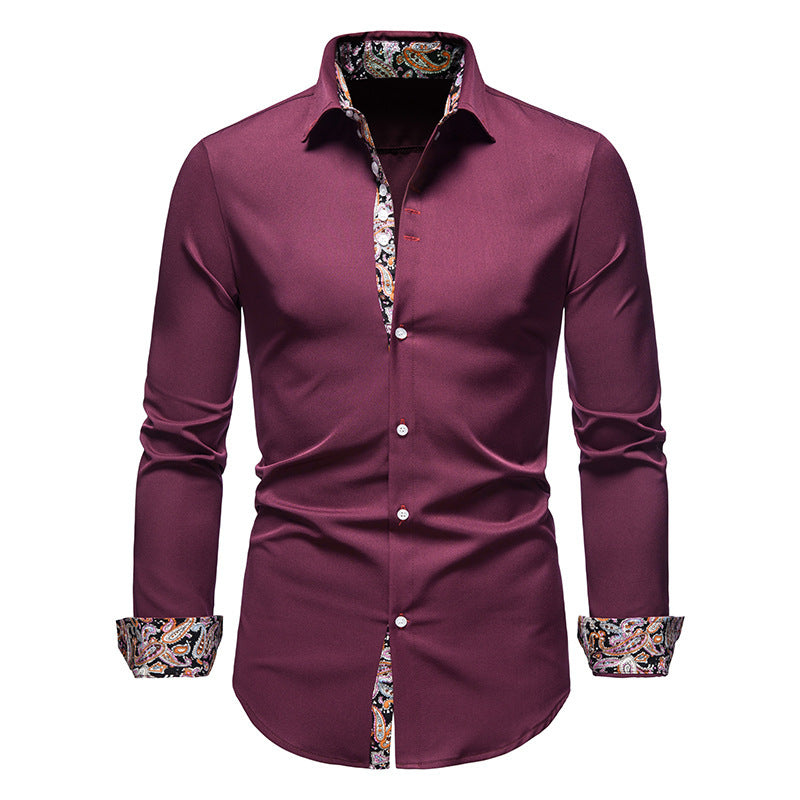 Herren elegantes Langarmhemd mit auffälligem Paisley-Muster Echoarchiv