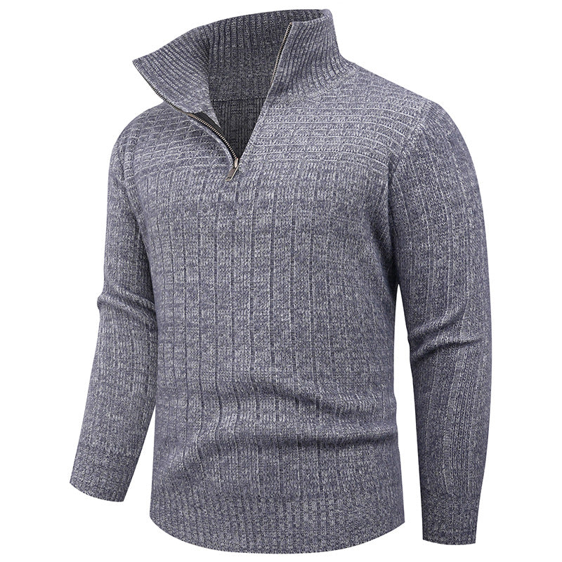 Herren Strickpullover mit modernem Zipper und strukturiertem Design Echoarchiv