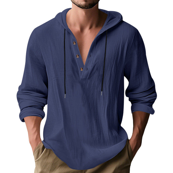 Herren lässiges Langarm-Hoodie mit Knopfleiste und Echoarchivrnem Schnitt Echoarchiv
