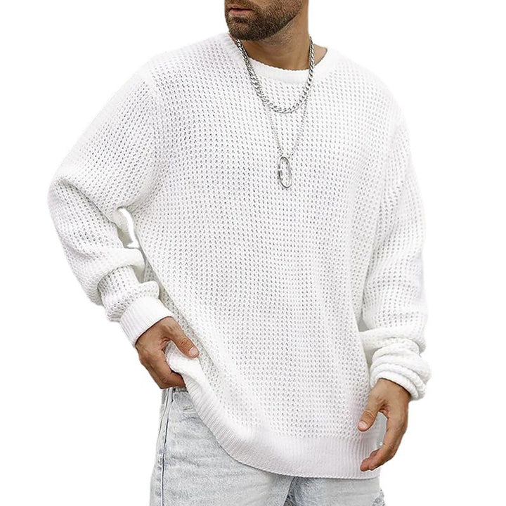Herren Grobgestrickter Rundhals-Pullover mit Körbchenmuster und Relaxed-Fit Echo Archiv