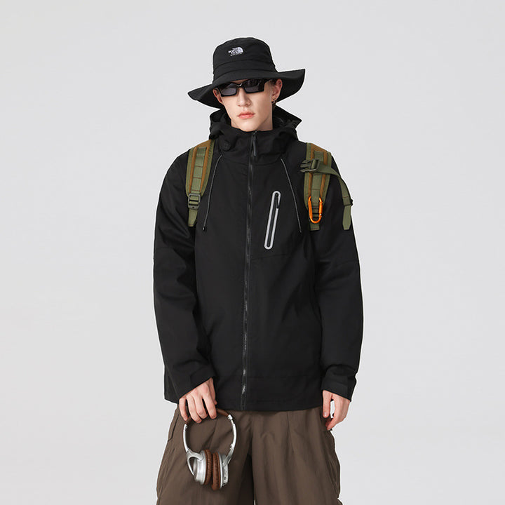 Herren Wasserdichte Softshell-Regenjacke mit verstellbarer Kapuze und Brustreißverschluss Echo Archiv