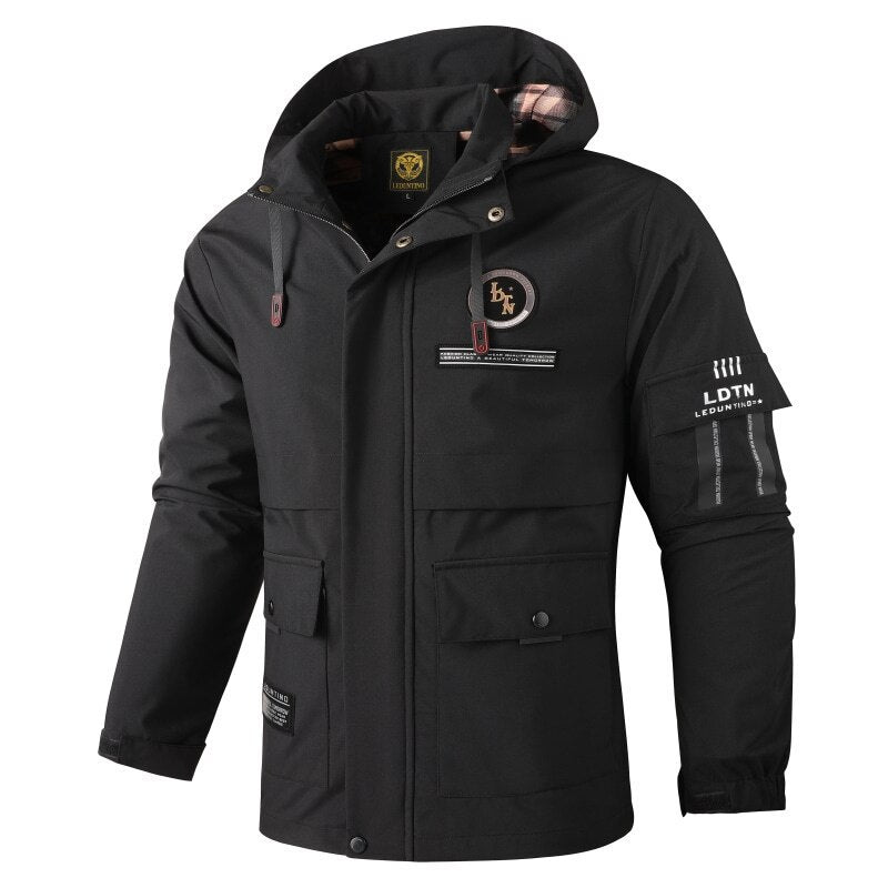 Herren nan wasserdichte Parka-Jacke mit Kapuze, mehrfachen Utility-Taschen, verstärkten Ärmelabschlüssen und winddichter Membran Echo Archiv