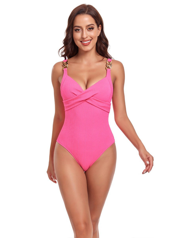 Damen Einteiler Badeanzug mit elegantem Wickeldesign und verstellbaren Trägern Echo Archiv