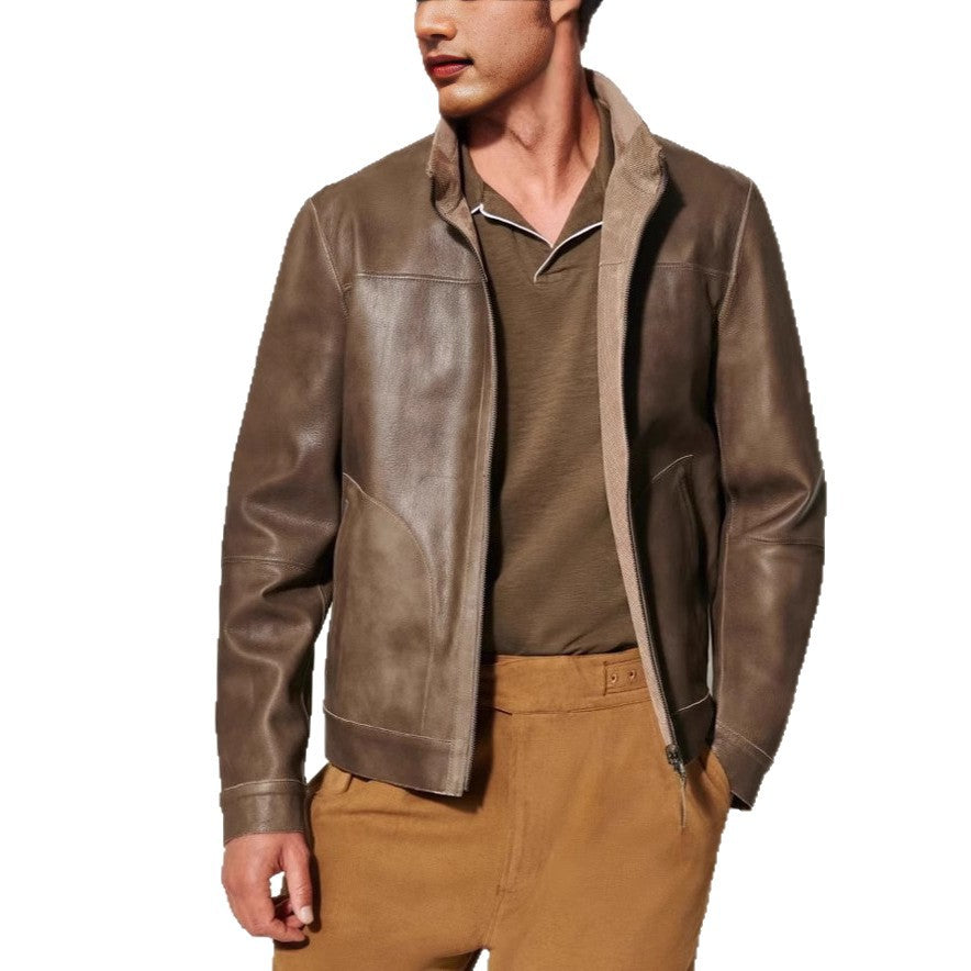 Herren elegante Lederjacke mit strukturiertem Design Echoarchiv