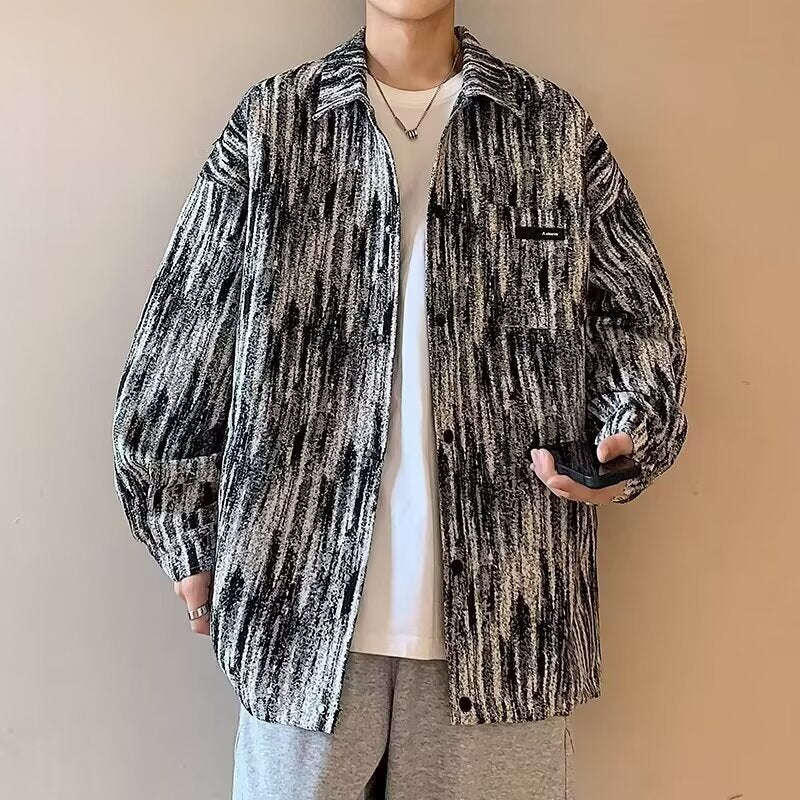Herren modische Hemdjacke mit strukturiertem Muster Echoarchiv
