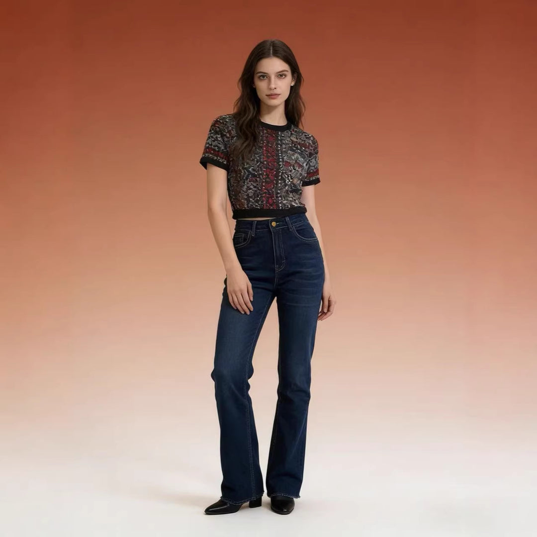 Damen hoch taillierte Bootcut Jeans im eleganten Design Echo Archiv