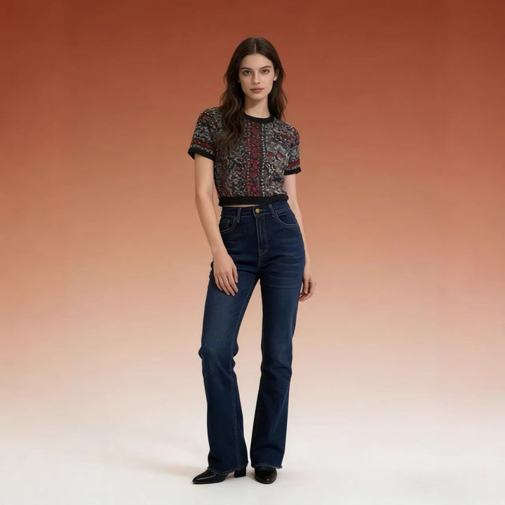 Damen hoch taillierte Bootcut Jeans im eleganten Design Echo Archiv