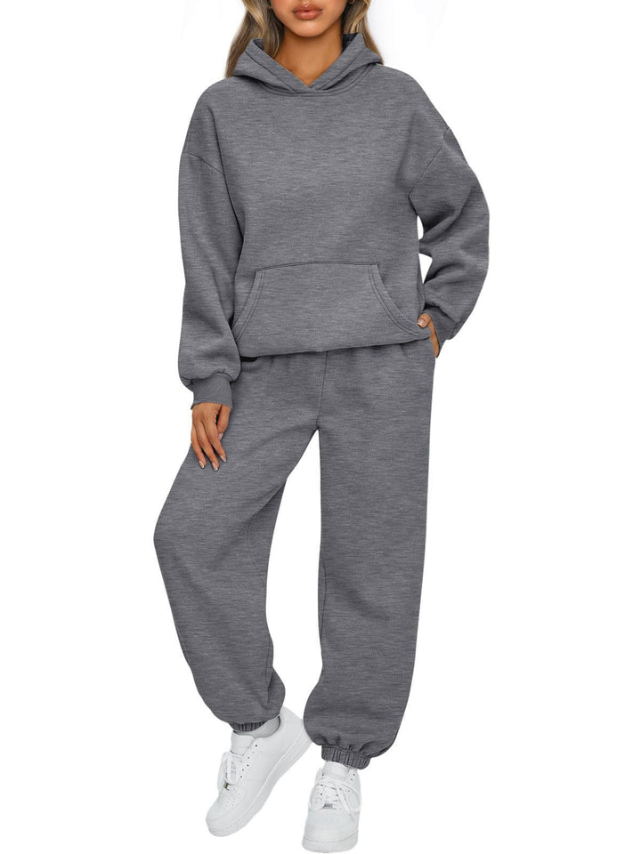 Damen nan Relaxed Loungewear-Set mit Kapuzenpullover und hochgeschnittener Jogginghose aus weichem Baumwollfleece Echo Archiv