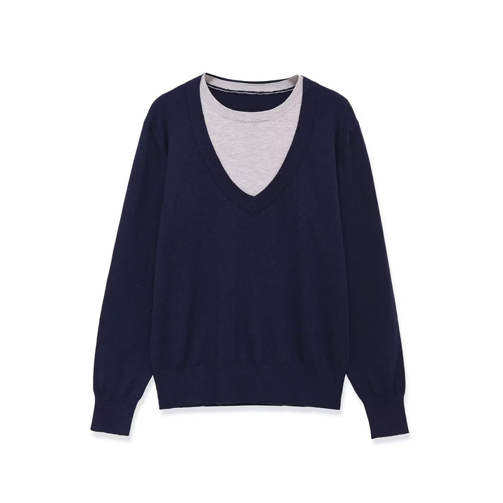 Damen Lagenpullover mit tiefem V-Ausschnitt und integriertem Rundhals-Inlay Echo Archiv