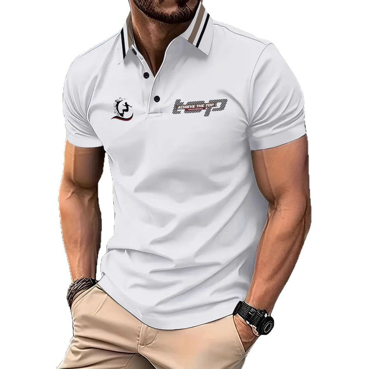 Herren Sportliches Kurzarm Poloshirt mit innovativem Grafikdesign Echoarchiv