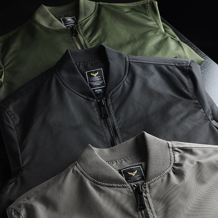 Herren nan windabweisende Nylon-Bomberjacke im MA-1 Stil mit Ärmeltasche und gerippten Bündchen Echo Archiv