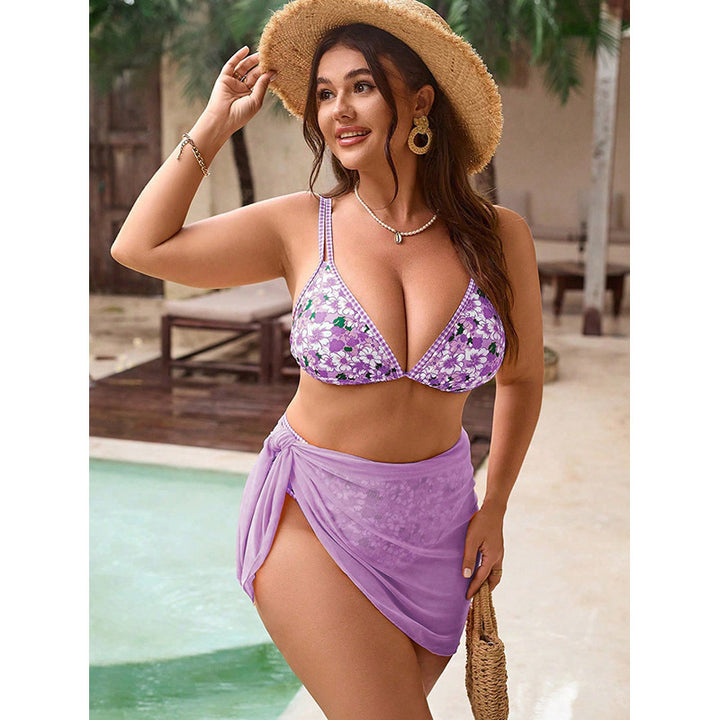 Damen Triangel-Bikini mit verspieltem Flower-Design und elegantem Wickelrock Echo Archiv
