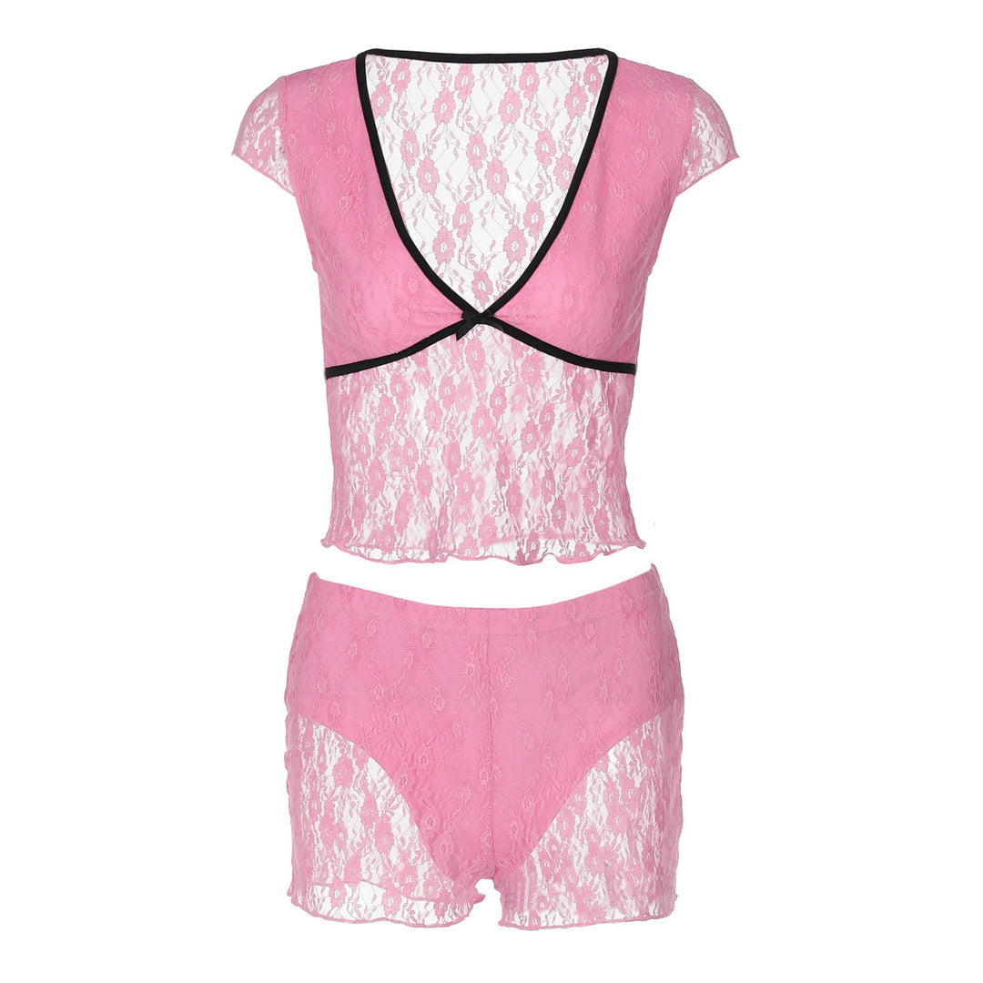 Damen Spitzenoberteil mit Shorts-Set Echo Archiv