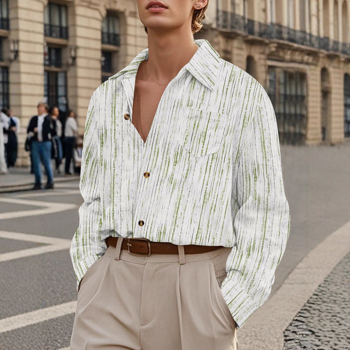 Herren Langarmhemd mit strukturiertem Design Echoarchiv