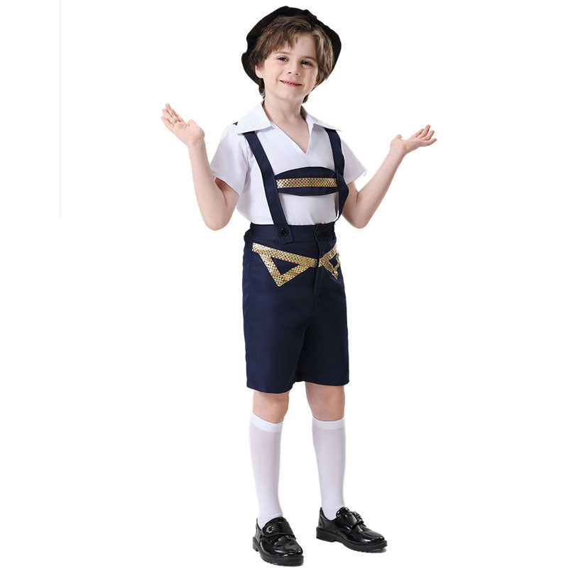 Unisex nan festliche Kinderhose mit verstellbaren Hosenträgern und Ziergürtel Echo Archiv