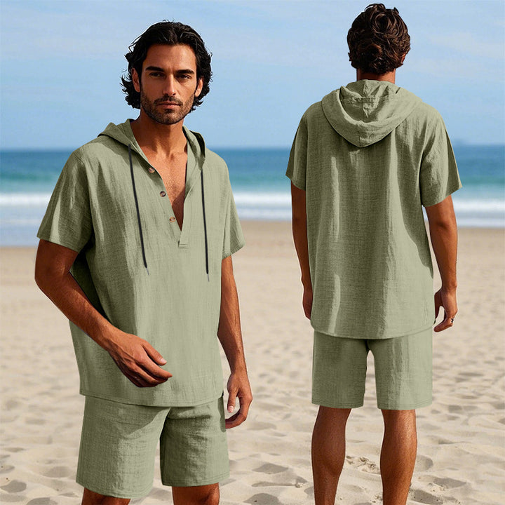 Herren lässiges Kapuzenhemd und Shorts Set Echoarchiv
