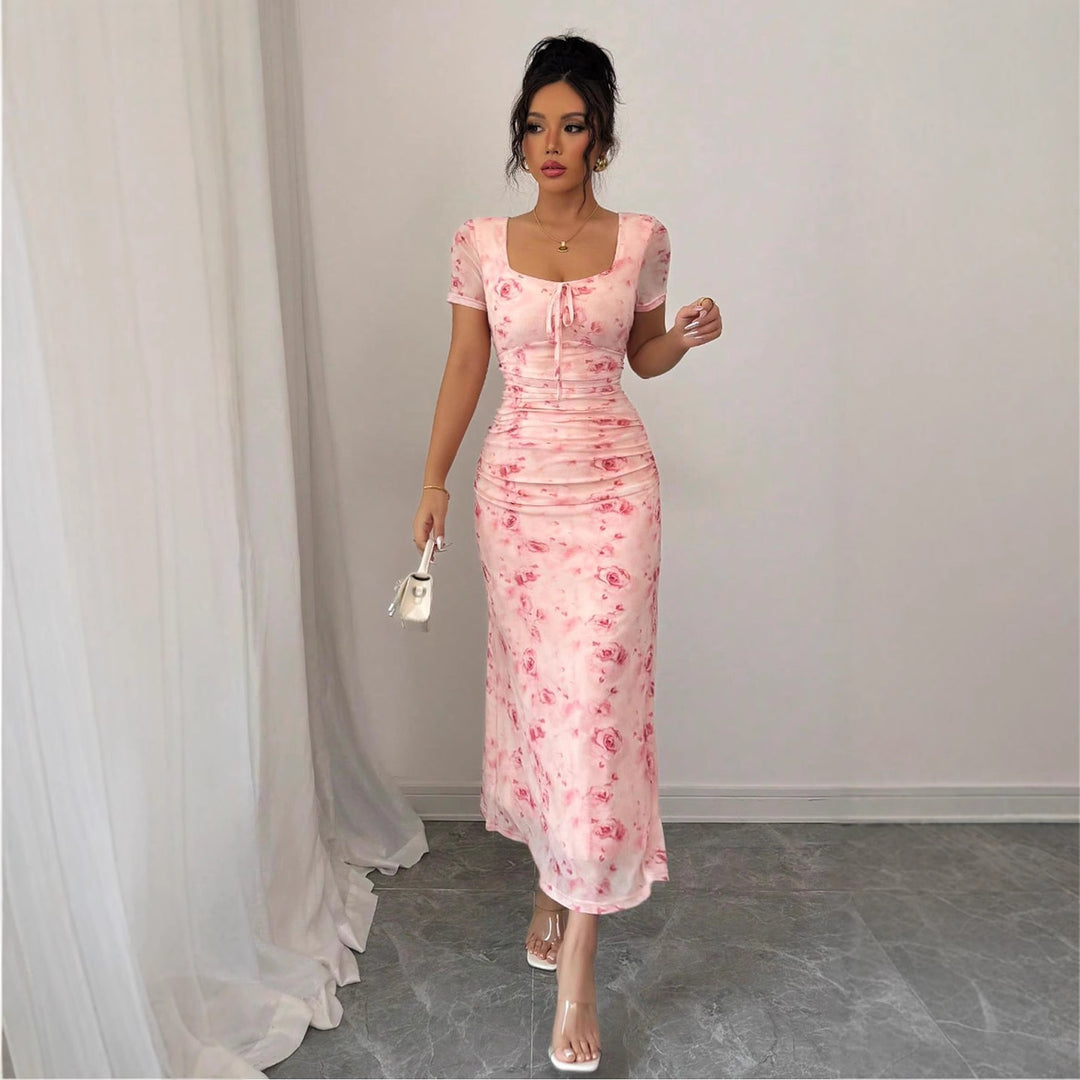 Damen Maxikleid mit floralen Mustern und dekorativem Wickeldetail Echo Archiv